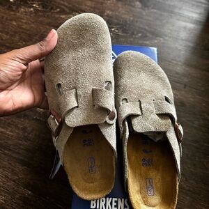 Birkenstock Taupe Boston Clogs